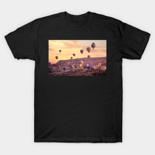 Colorful hot air balloons flying in Cappadocia, Turkey T-Shirt